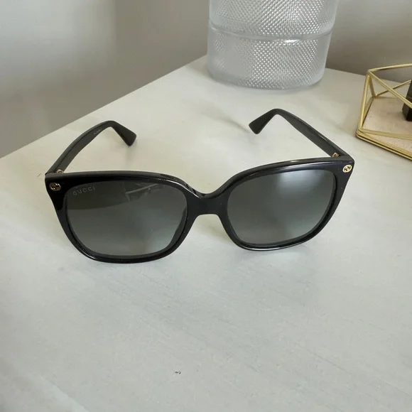 Gucci GG0022S Black Sunglasses with Gold Detail - Picture 3 of 5